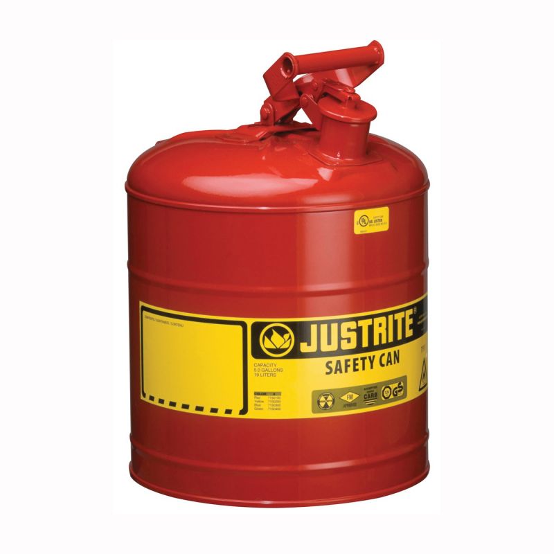 Justrite 7150100 Safety Can, 5 gal, Steel, Red 5 Gal, Red