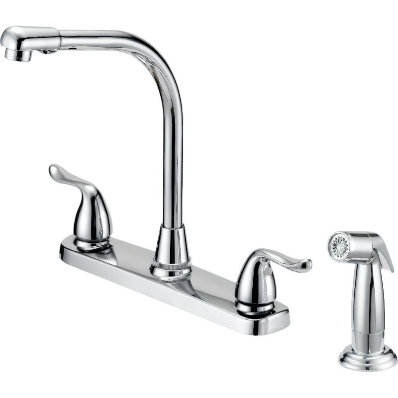 Home Impressions Double Metal Handle Kitchen Faucet With Chrome Side Sprayer
