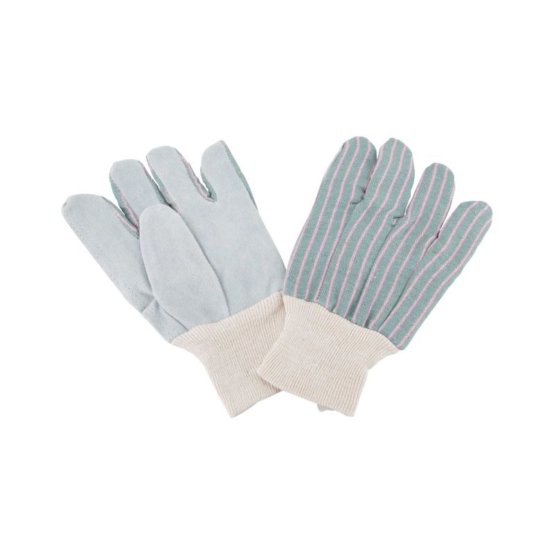 Diamondback GV-788HC-3L Leather Palm Work Gloves, One-Size, Knit Wrist Cuff One-Size, Light Green/Red