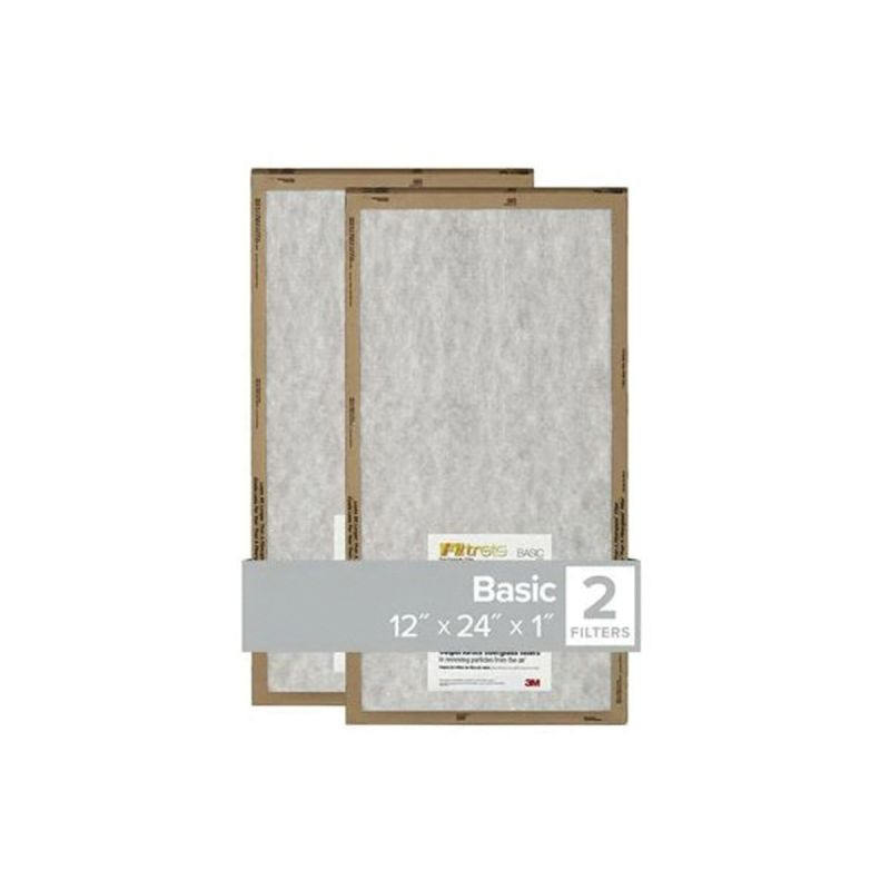 Filtrete FPL20-2PK-24 Air Filter, 24 in L, 12 in W, 2 MERV, For: Air Conditioner, Furnace and HVAC System