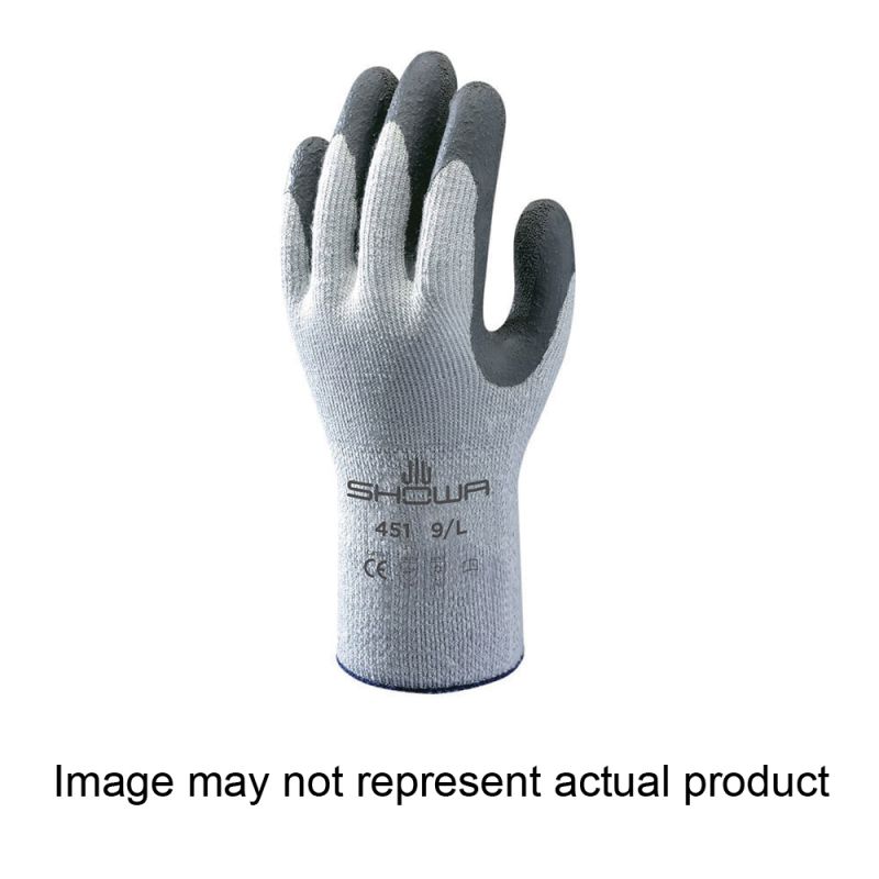 Showa 451-S Gloves, Unisex, S, 9.84 in L, Elastic Cuff, Gray/Light Gray S, Gray/Light Gray
