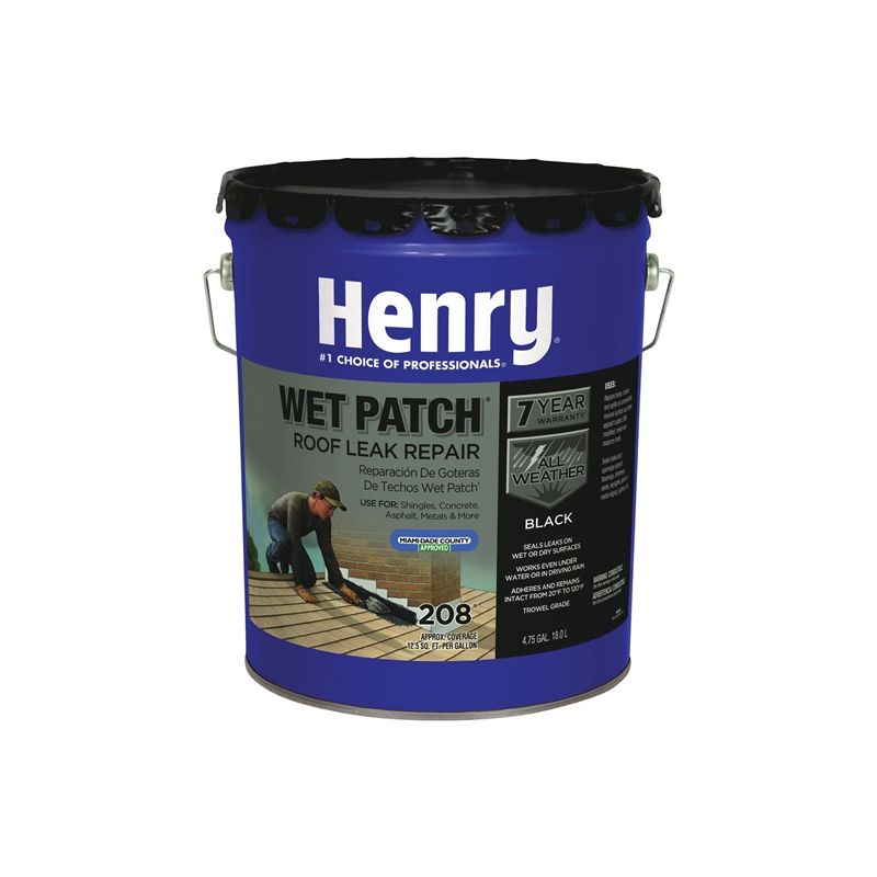 Henry HE208071 Roof Cement, Black, Liquid, 5 gal Can Black