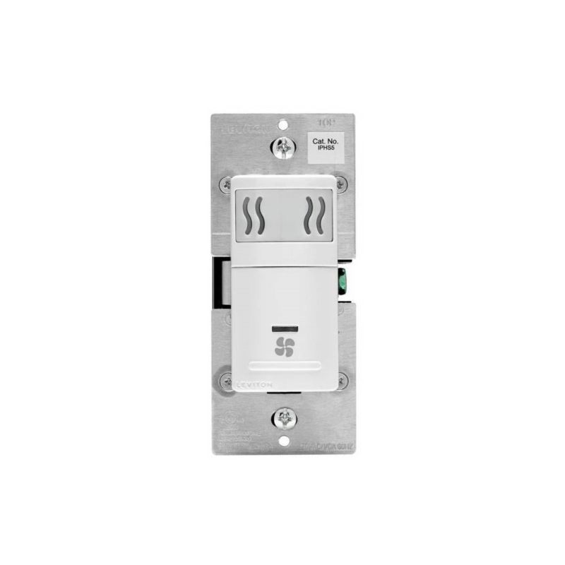 Leviton IPHS5-742 Humidity Sensor and Fan Control Switch, 5 A, 120 V, White White