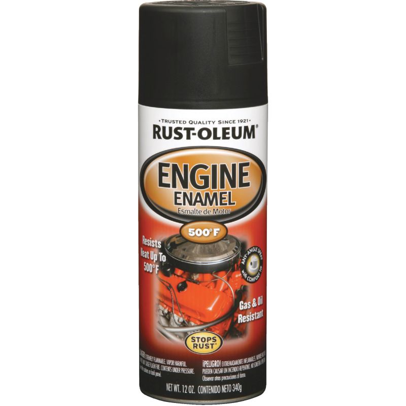Rust-Oleum Stops Rust Enamel Engine Paint Black, 12 Oz.