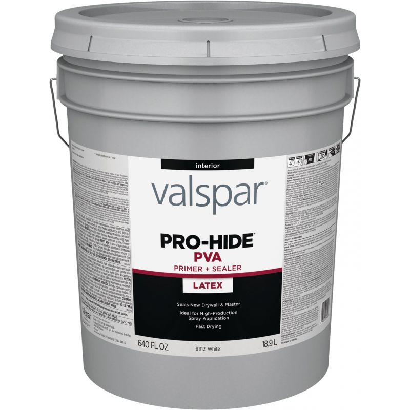 Valspar Pro-Hide Contractor Grade PVA Wall Interior Primer &amp; Sealer White, 5 Gal.