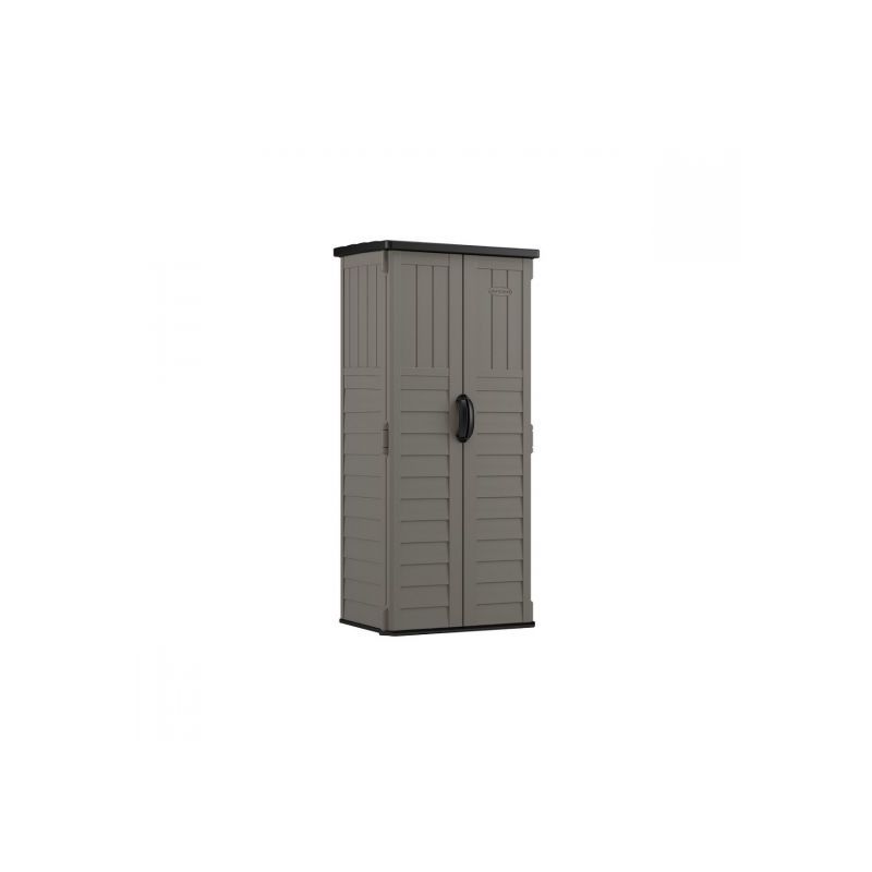 Suncast BMS1250SB Vertical Shed, 22 cu-ft Capacity, 2 ft 8-1/4 in W, 2 ft 1-1/2 in D, 6 ft H, Resin, Stoney 22 Cu-ft, Stoney