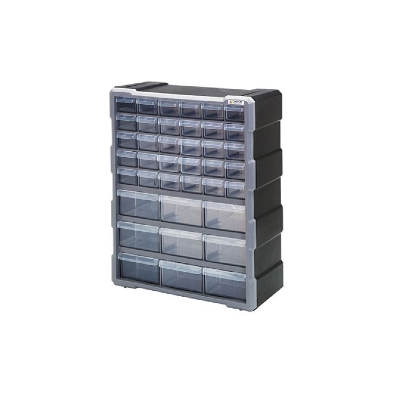 Buy Quantum Storage Systems PDC-39BK Small Parts Organizer, 15 in L, 6-1/4  in W, 18-3/4 in H, 39-Drawer, Polypropylene Black