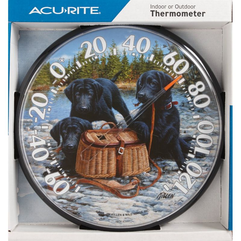 Acu-Rite Puppies Outdoor Wall Thermometer Multi-Colored With Black Rim