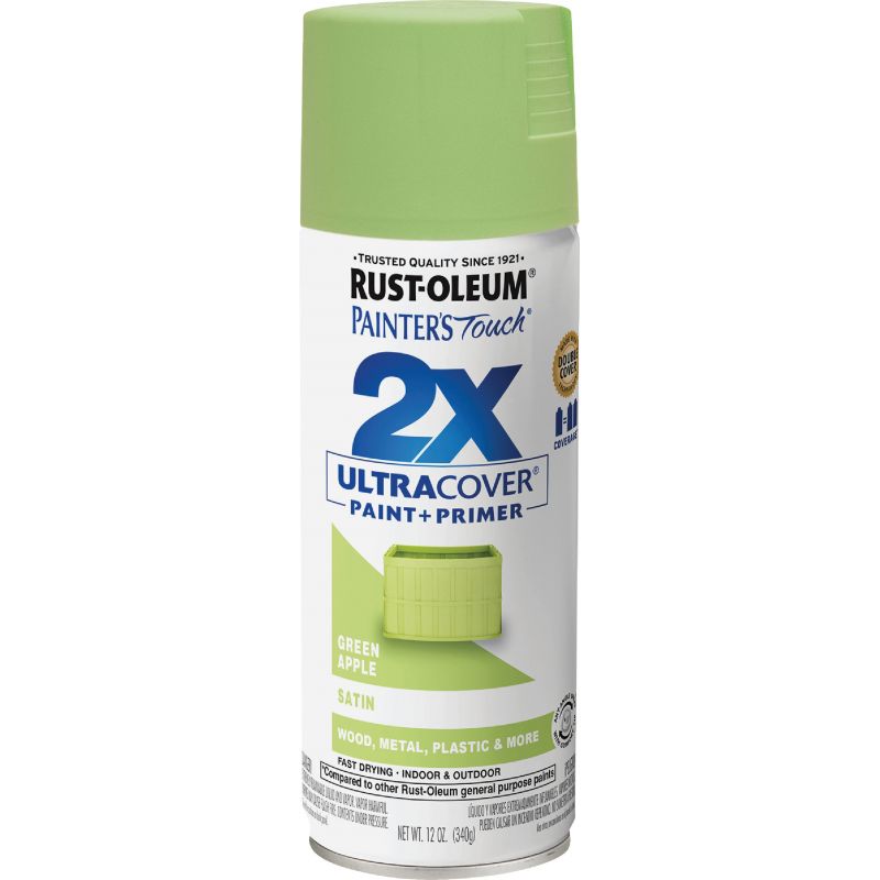 Rust-Oleum Painter&#039;s Touch 2X Ultra Cover Paint + Primer Spray Paint Green Apple, 12 Oz.