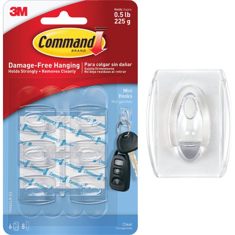 Command Mini Adhesive Hook Clear