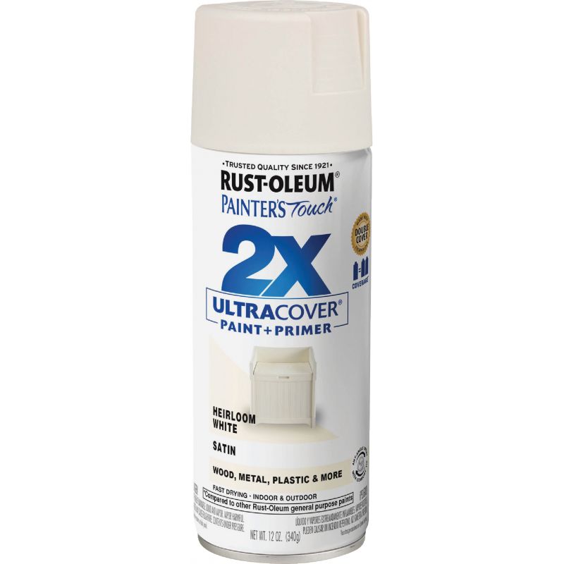 Rust-Oleum Painter&#039;s Touch 2X Ultra Cover Paint + Primer Spray Paint Heirloom White, 12 Oz.