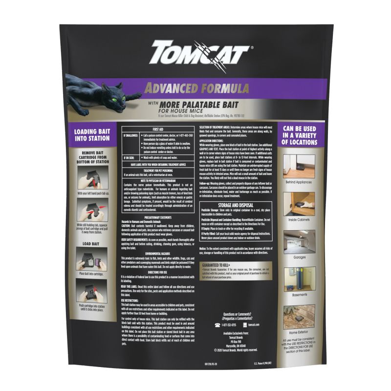 Tomcat 0372905 Mouse Killer Refillable Bait Station, 12 Mice Bait, Purple/Violet, 12/PK Purple/Violet