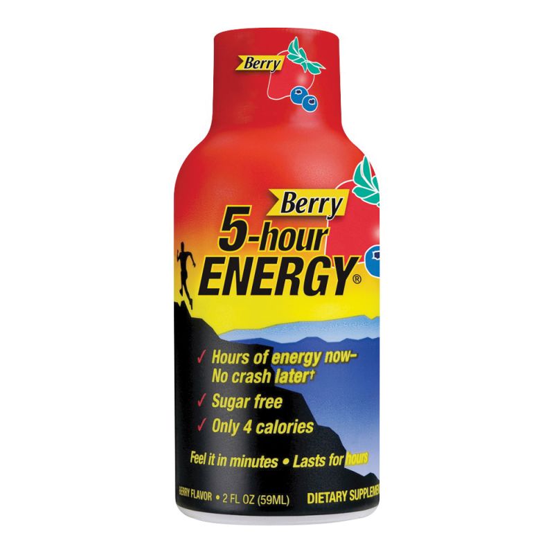 5-hour ENERGY 500181 Sugar-Free Energy Drink, Liquid, Berry Flavor, 1.93 oz Bottle