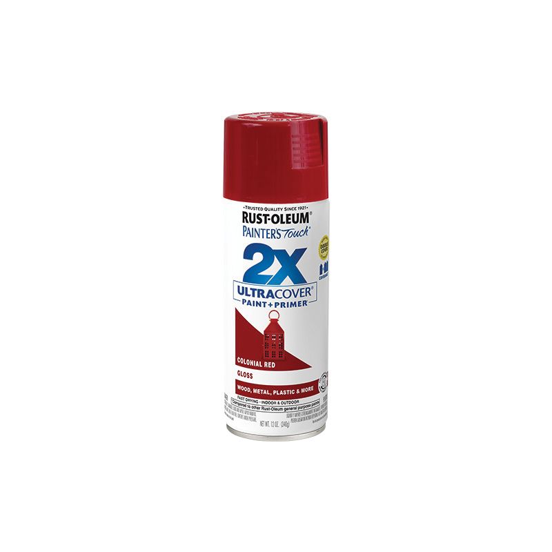 Painter&#039;s Touch 2X Ultra Cover 334030 Spray Paint, Gloss, Colonial Red, 12 oz, Aerosol Can Colonial Red