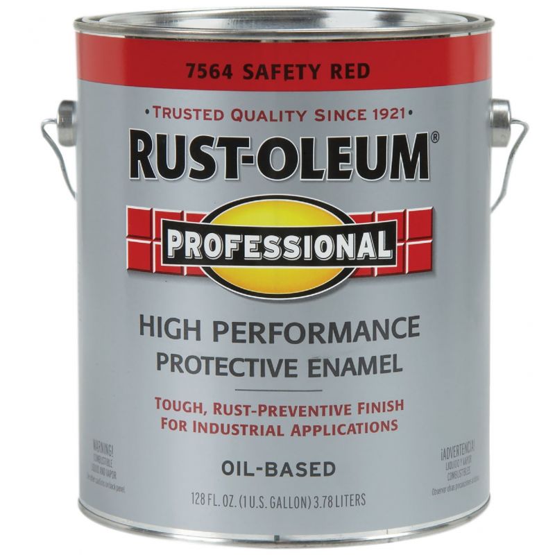 Professional 7564402 Enamel Paint, Oil, Gloss, Safety Red, 1 gal, Can, 230 to 390 sq-ft/gal Coverage Area Safety Red