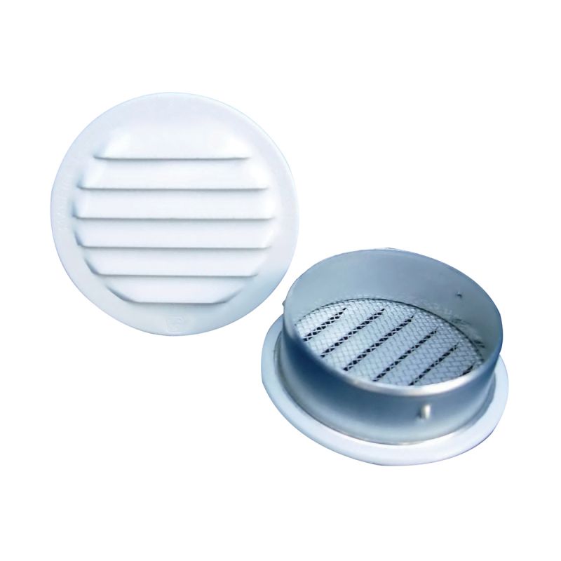 Maurice Franklin RLW-100 3 Mini Louver with Insect Screen, 3.53 in W, Round, Aluminum, White White