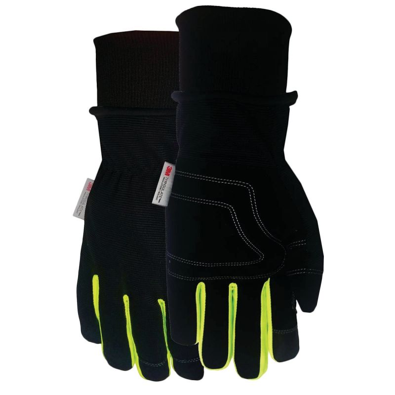 Midwest Gloves &amp; Gear Max Performance Winter Glove with Snow Cuff XL, Black &amp; Hi Vis