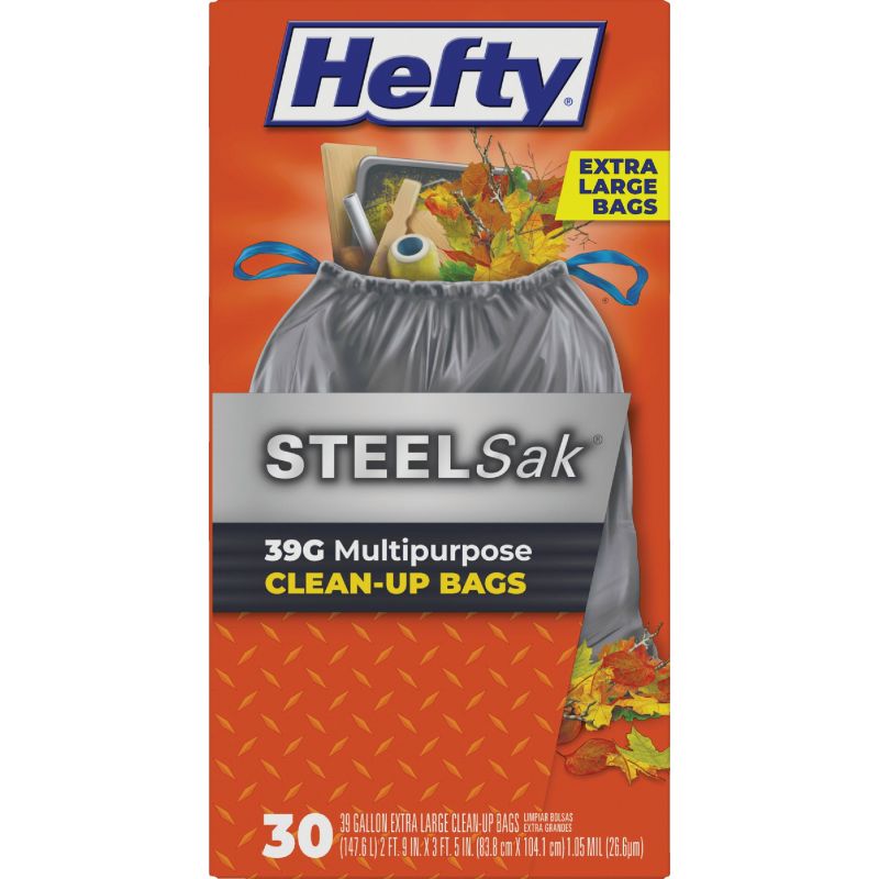 Hefty Steel Sak Trash Bag 39 Gal., Black