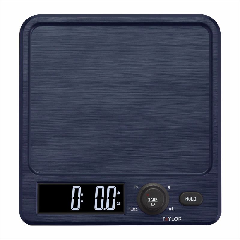 Taylor 5280827 Antimicrobial Kitchen Scale with Rotating Knob, 11 lb, Digital Display, ABS Housing Material 11 Lb, Navy Blue