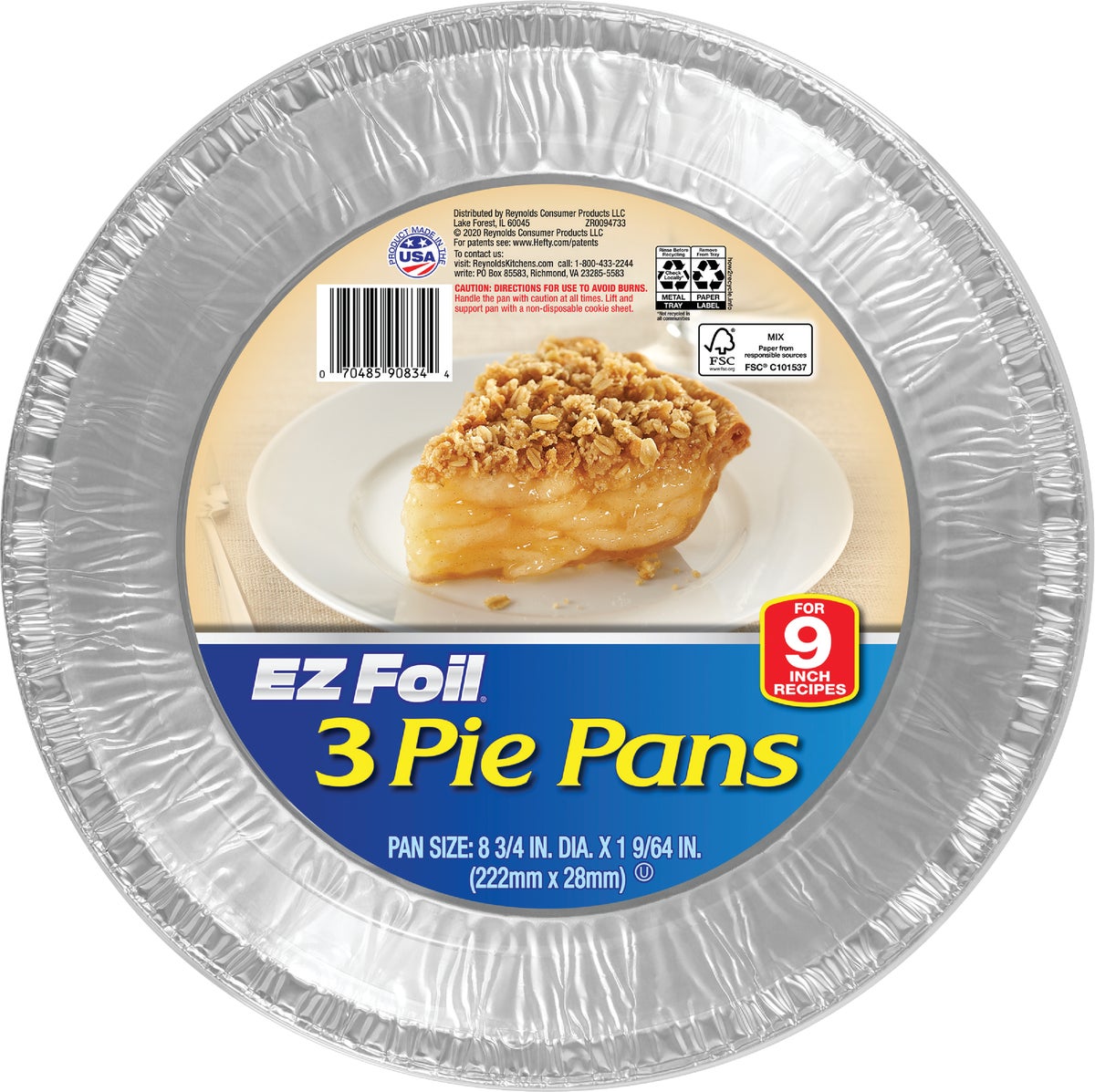 6 Pack EZ Foil Aluminum Foilware Pie Pan Extra Large Round 