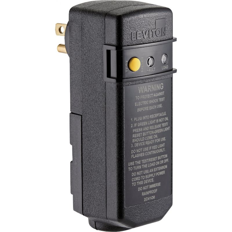 Leviton Right Angle Plug-In GFCI Outlet Black, 15