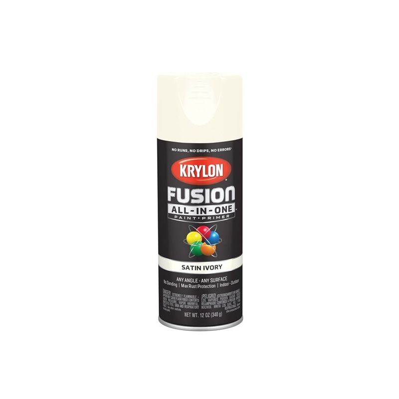 Krylon K02739007 Spray Paint, Satin, Ivory, 12 oz, Can Ivory