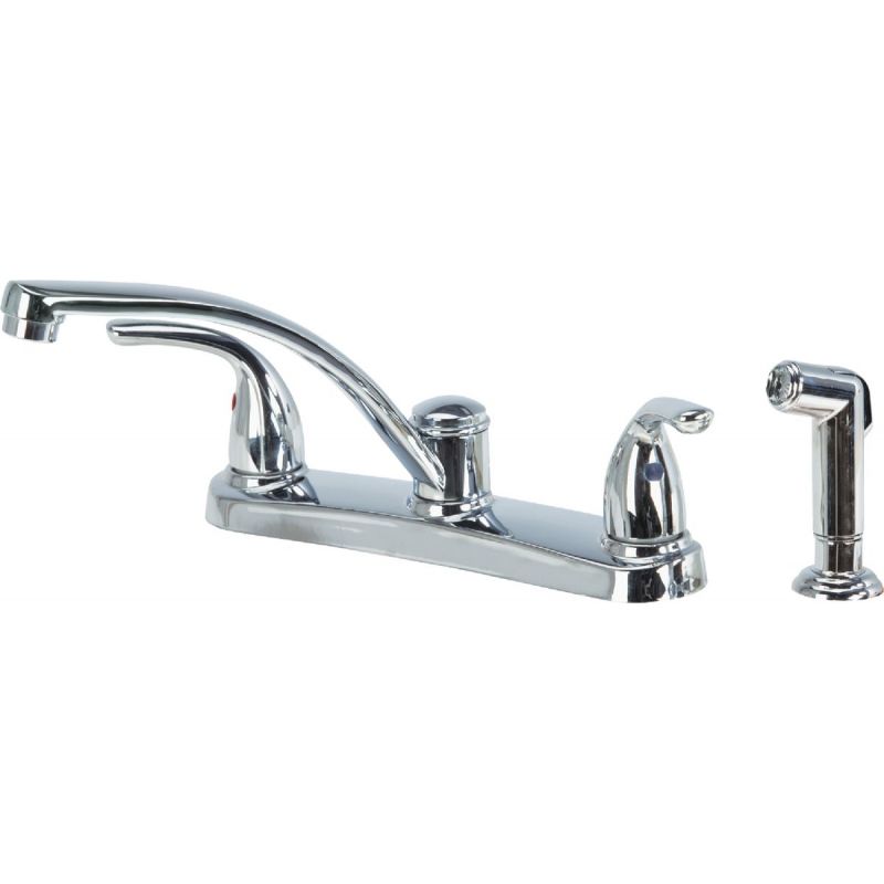 Home Impressions Double Metal Lever Handle Kitchen Faucet With Side Sprayer