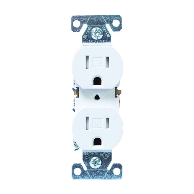 Eaton Wiring Devices TR270W-C Duplex Receptacle, 2 -Pole, 15 A, 125 V, Push-in, Side Wiring, NEMA: 5-15R, White White