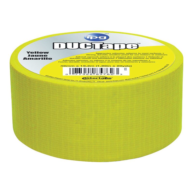 IPG 6720YEL Duct Tape, 20 yd L, 1.88 in W, Cloth Backing, Yellow Yellow