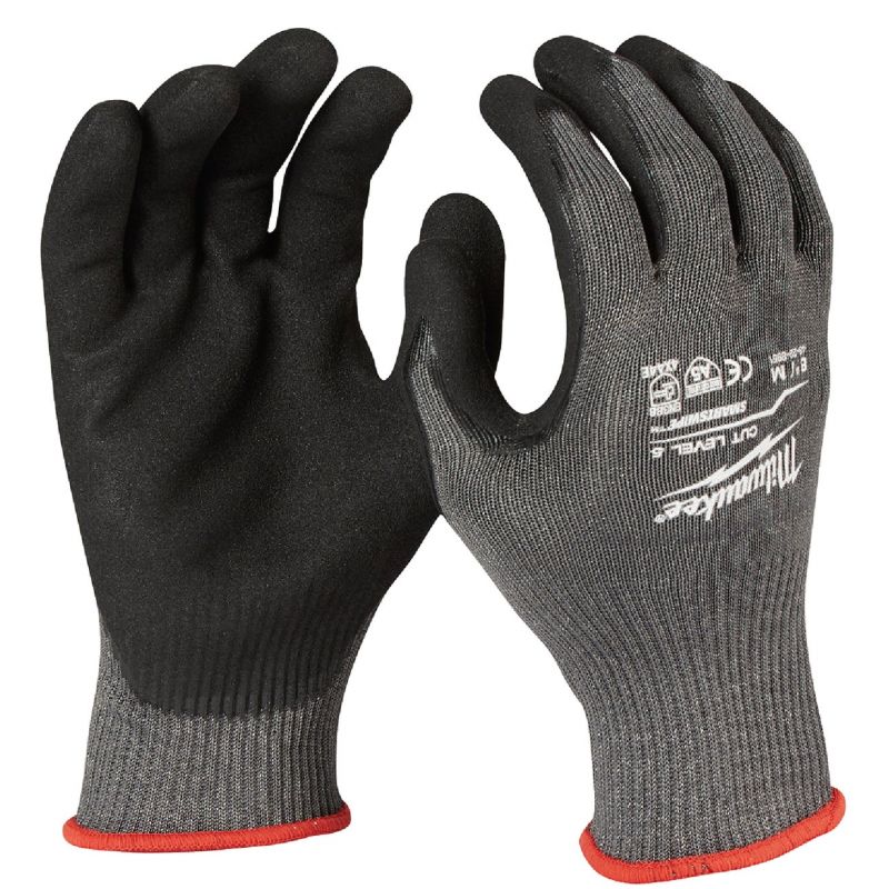 Milwaukee Nitrile Coated Cut Level 5 Work Glove M, Red &amp; Black