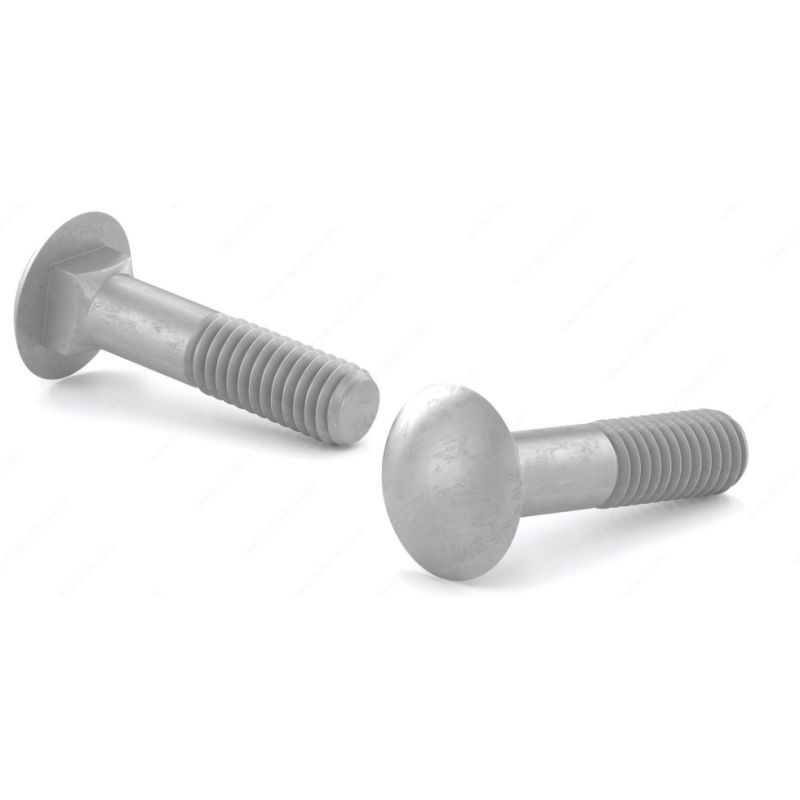 Reliable CBHDG141CT Carriage Bolt, 1/4-20 Thread, Coarse Thread, 1 in OAL, Galvanized Steel, A Grade