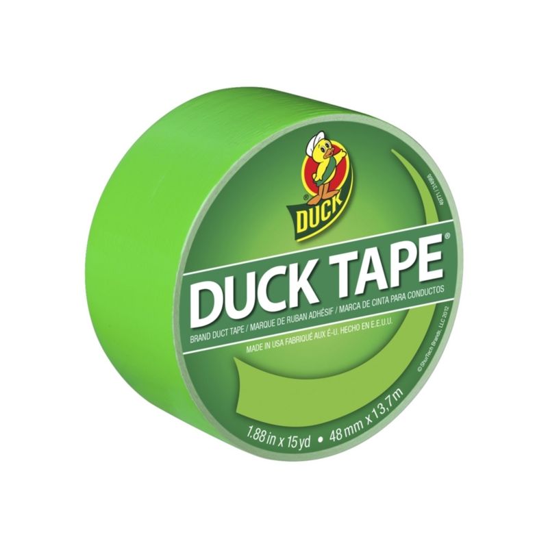 Duck 1265018 Duct Tape, 15 yd L, 1.88 in W, Vinyl Backing, Neon Green Neon Green