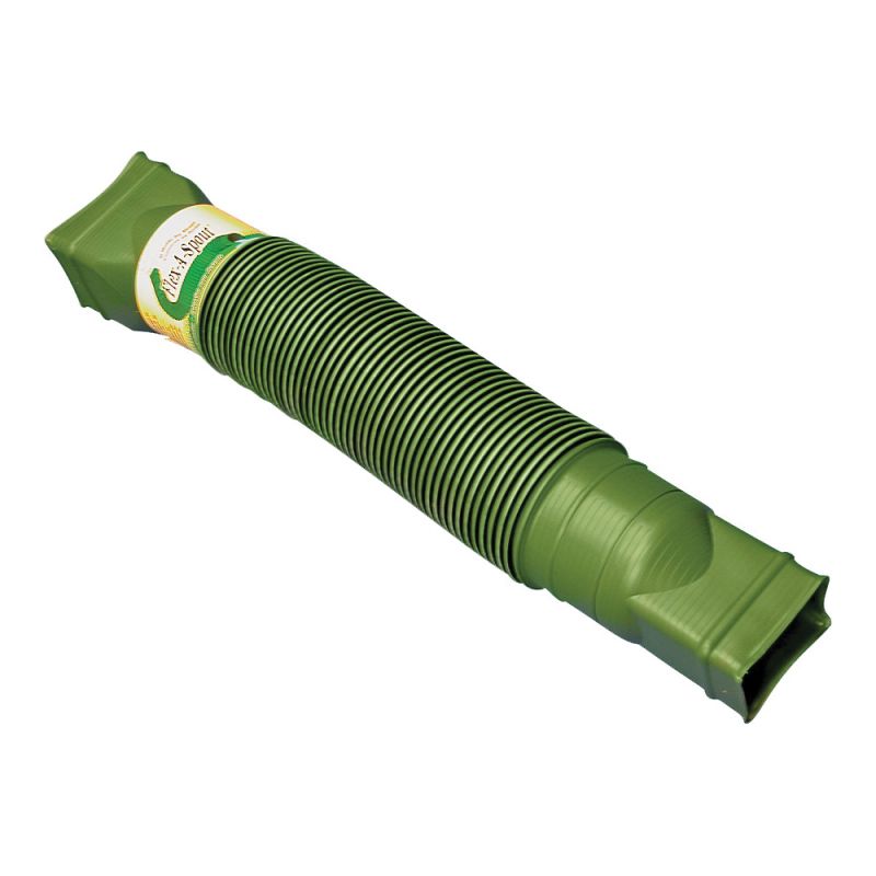 Amerimax Flex-A-Spout Series 85511 Downspout Extension, 22 to 55 in L Extended, Vinyl, Green Green