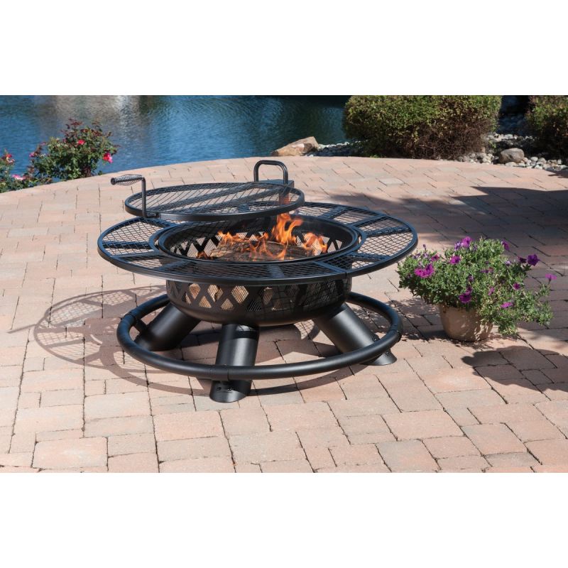 Big Horn 47 In Camp Fire Pit Black, Big Horn Outdoors Ranch Fire Pit Cover