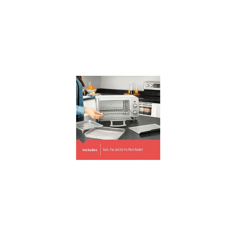 Black+Decker TO1785SG Toaster Oven, 1150 W, 4-Slice, Knob Control, Gray/Silver Gray/Silver