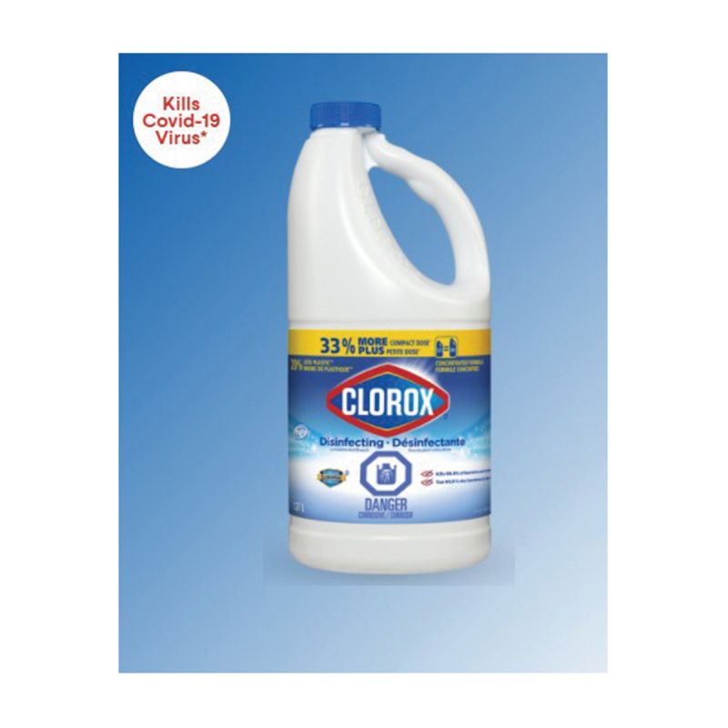 Clorox 01725 Disinfecting Concentrated Bleach, 1.27 L Bottle, Liquid, Bleach, Clear/Light Yellow Clear/Light Yellow