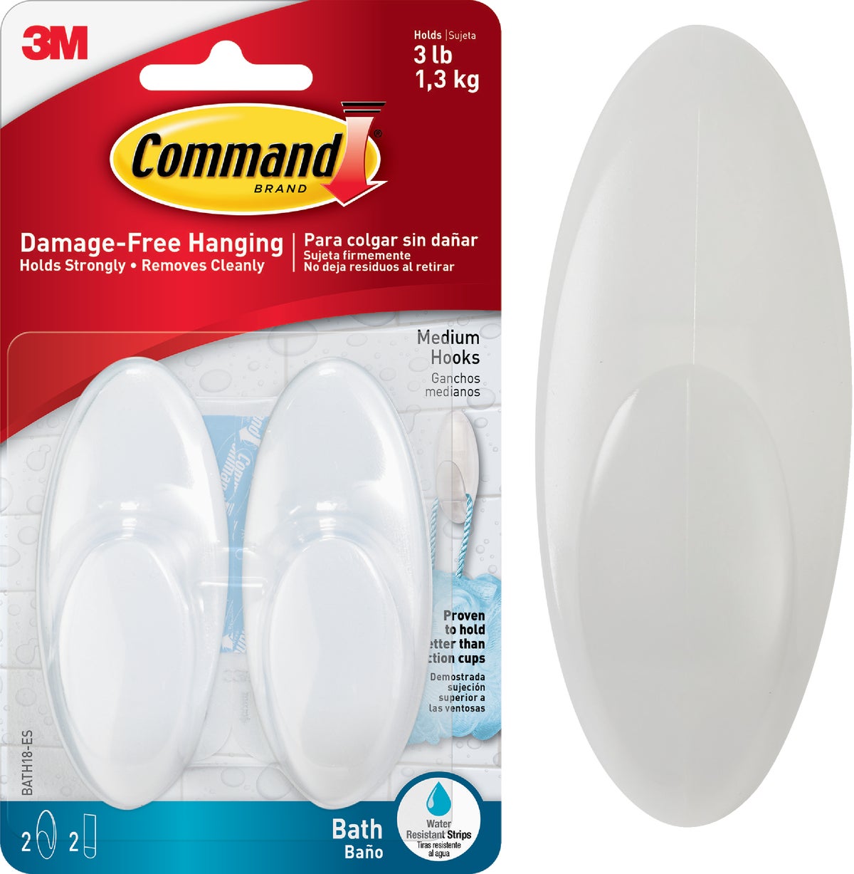 Command BATH11-ES Shower Caddy with Water Resistant Strips - Frosted New