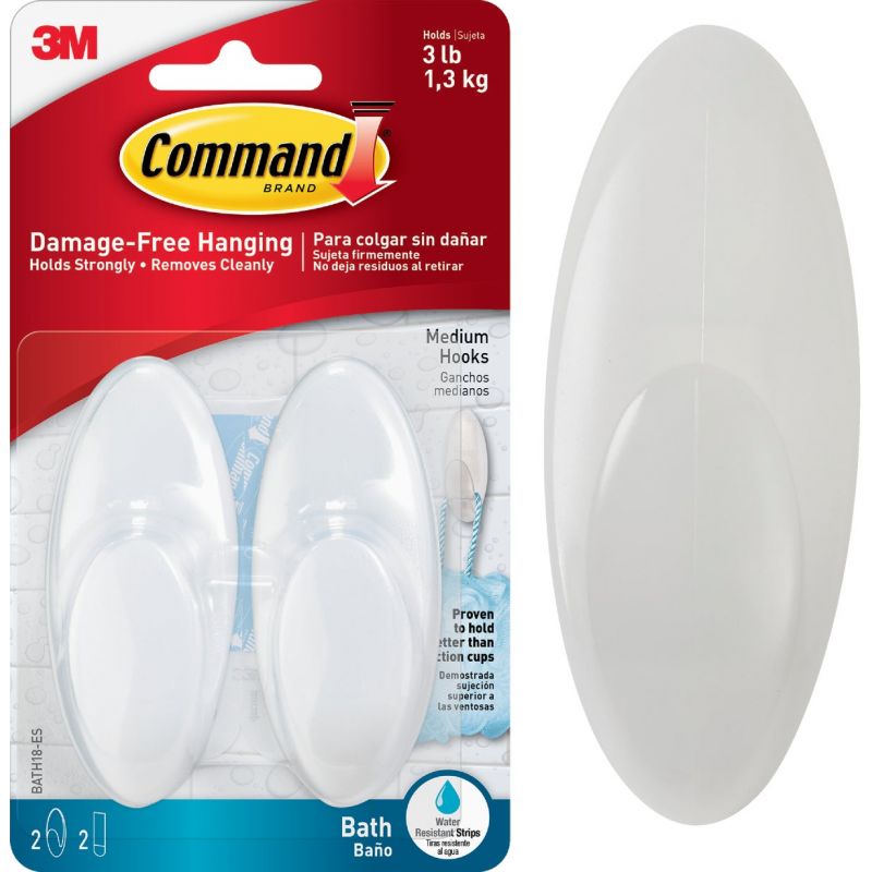 3M Command Bath Adhesive Hook White