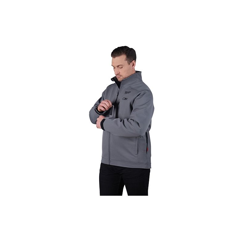 Milwaukee M12 TOUGHSHELL 204G-21-XL Heated Jacket, XL, Men&#039;s, Fits to Chest Size: 44 to 46 in, Polyester/Spandex, Gray XL, Gray