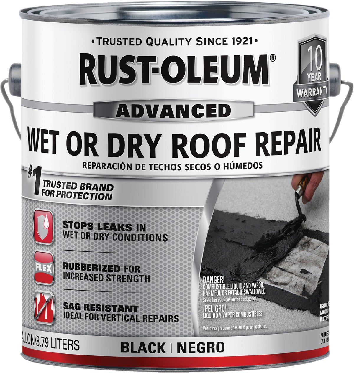 Rust-Oleum LeakSeal Ultimate Wet Patch, All-Weather Surface & Roof Repairs,  Black, 3.78-L