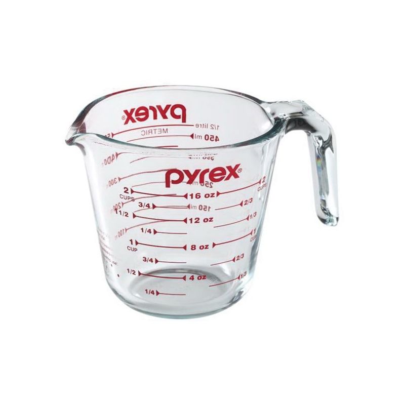 Pyrex 6001075 Measuring Cup, 2 Cup, Ounces Graduation, Pyrex Glass, Clear 2 Cup, Clear