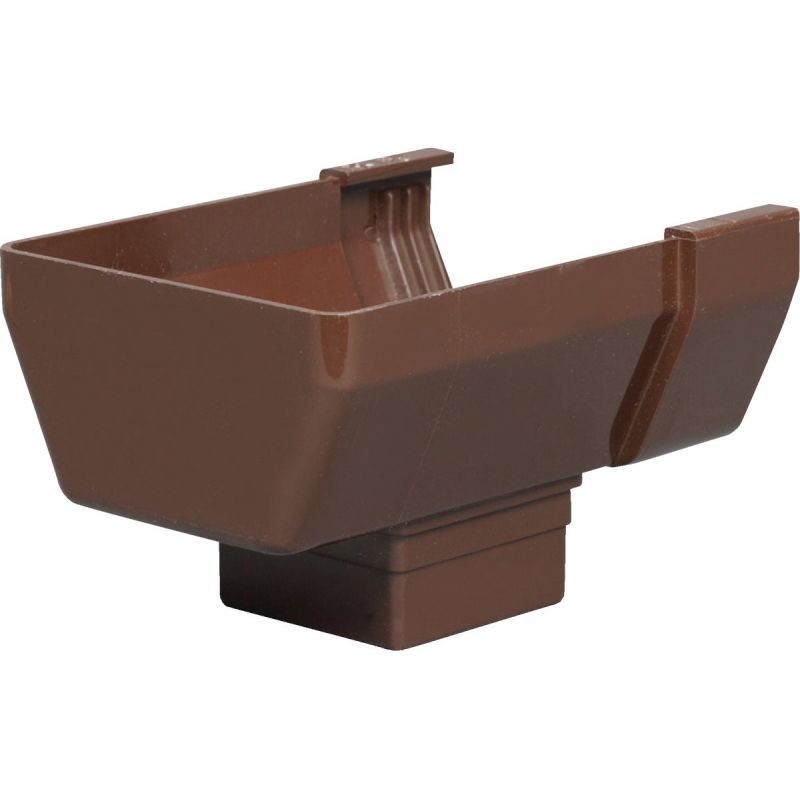 Amerimax Contemporary Vinyl Gutter End with Drop Outlet Brown