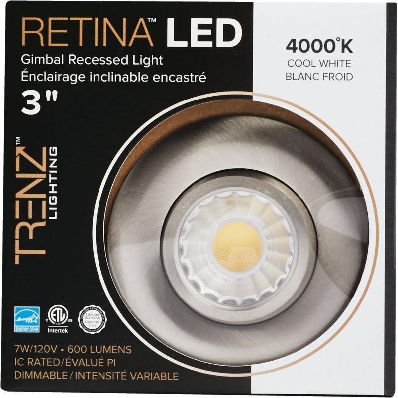 Liteline Trenz Retina 4000K Gimbal Recessed Light Kit Brushed Nickel