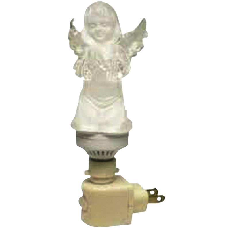 Hometown Holidays 19347 Angel Night Light, 0.0058 A, 120 V, 5 W, 1-Lamp, C7 Lamp, Clear Light, 15 Lumens, Brass Fixture Frosted