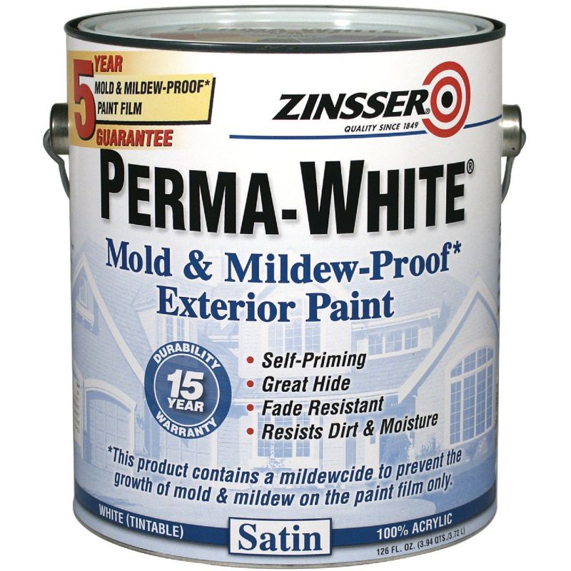 Zinsser Perma-White Mildew-Proof Exterior Paint 1 Gal., White-Tintable