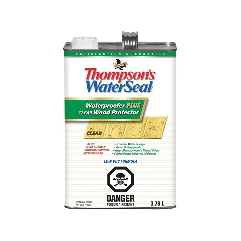 Thompson&#039;s WaterSeal THCP43004-16 Waterproof Wood Protector, Clear, Liquid, 3.78 L Clear