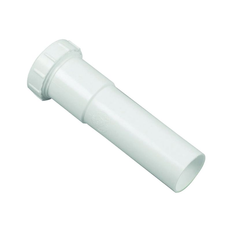 Danco 94029 Pipe Extension Tube, 1-1/2 in, 6 in L, Slip-Joint, Plastic, White White