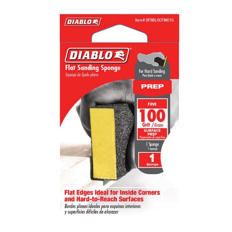 Diablo ENDURA-BOND DFBBLOCBFN01G Flat Edge Sanding Block, 8 in L, 3 in W, 100 Grit, Fine, Aluminum Oxide Abrasive