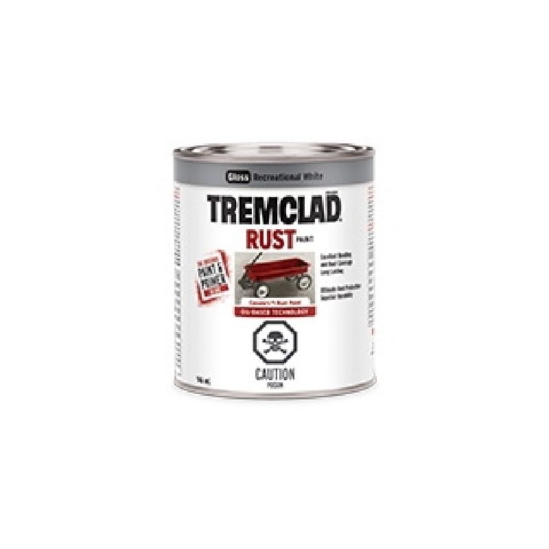 Tremclad 254910 Rust Preventative Paint, Oil, Gloss, Recreational White, 946 mL, Can, 66 to 110 sq-ft Coverage Area Recreational White