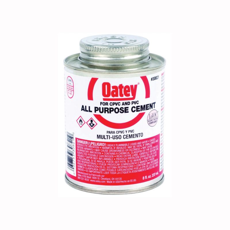 Oatey 30821 Solvent Cement, 8 oz Can, Liquid, Milky Clear Milky Clear